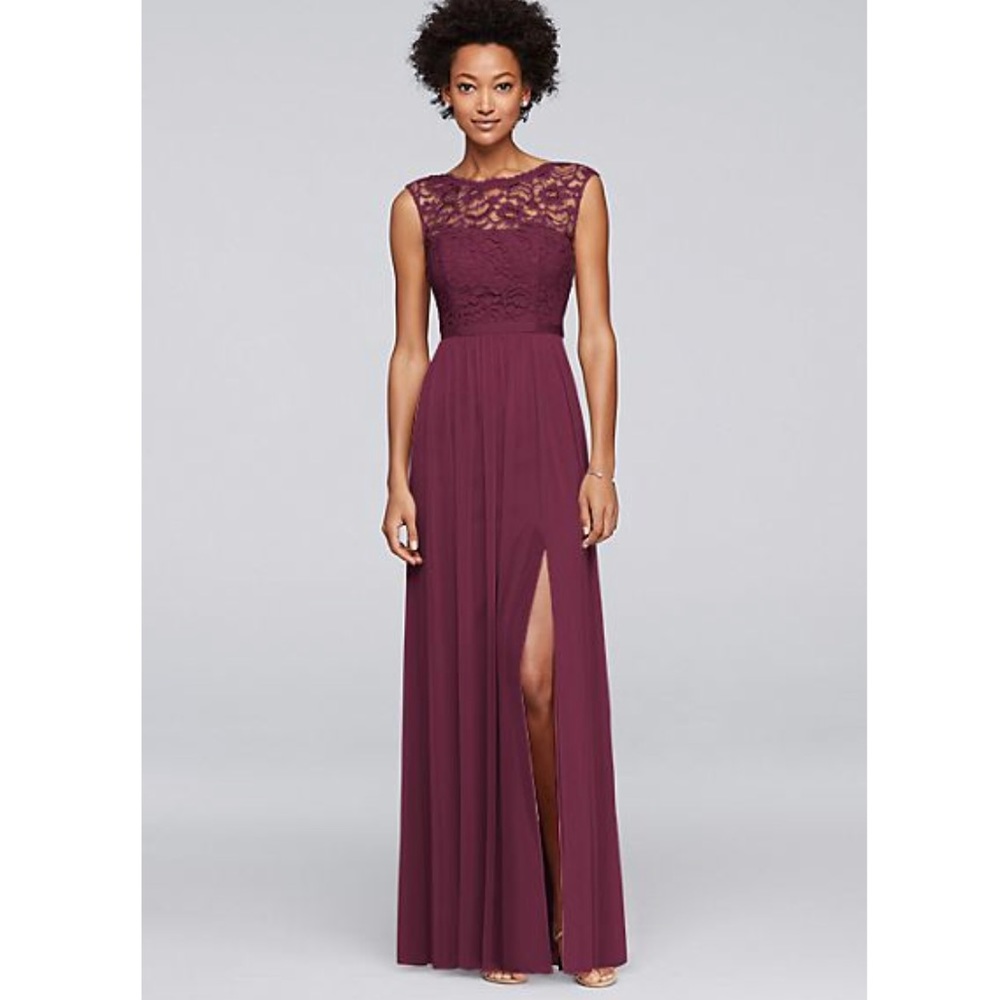 David’s Bridal Lace Dress with Slit